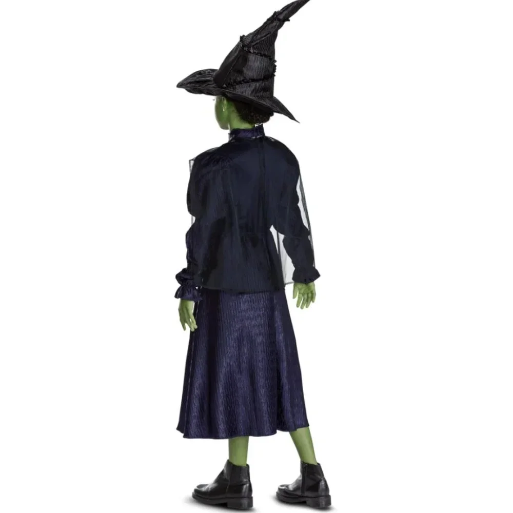 Girls Wicked Elphaba Witch 3T/4T Halloween Costume Black Purple Dress, Cape, Hat